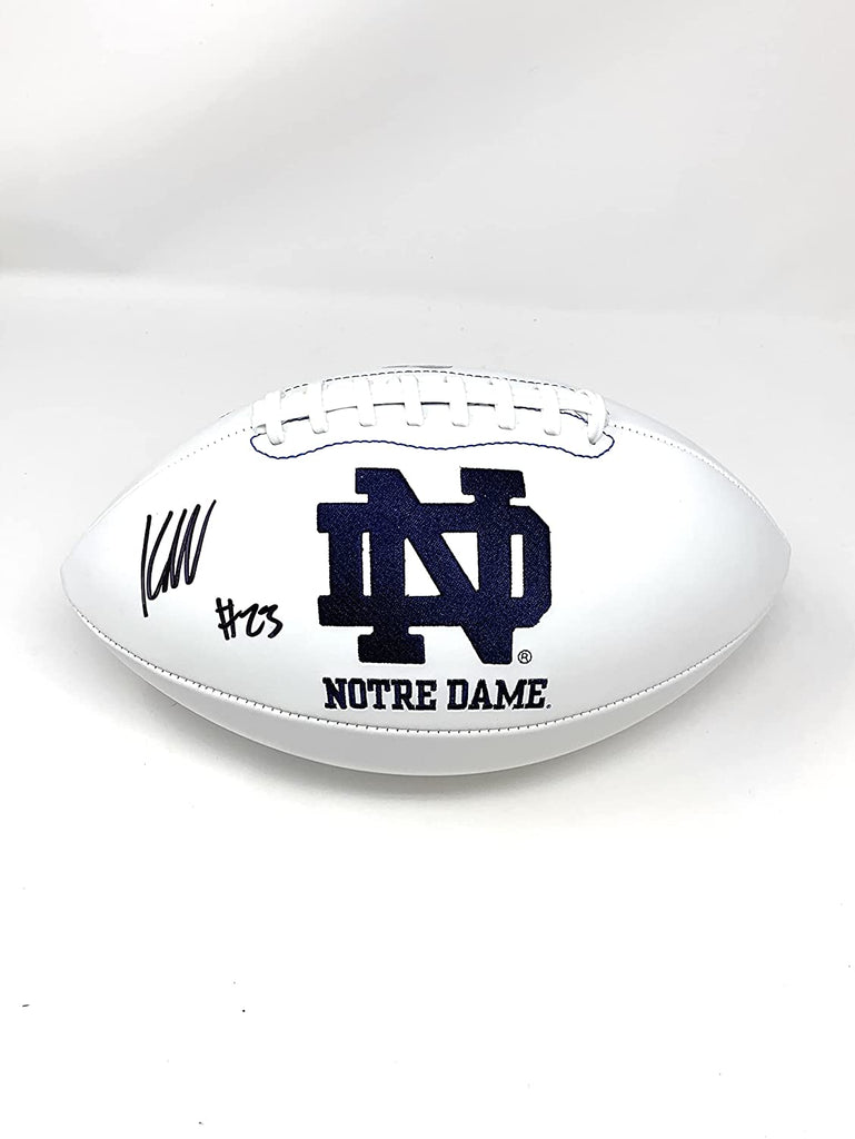 Kyren Williams Notre Dame Fighting Irish Signed Autograph Embroidered Logo Football Beckett Witnessed Certified