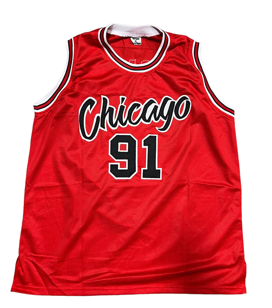 Dennis Rodman Chicago Bulls Signed Autograph Custom Jersey Red JSA Certified