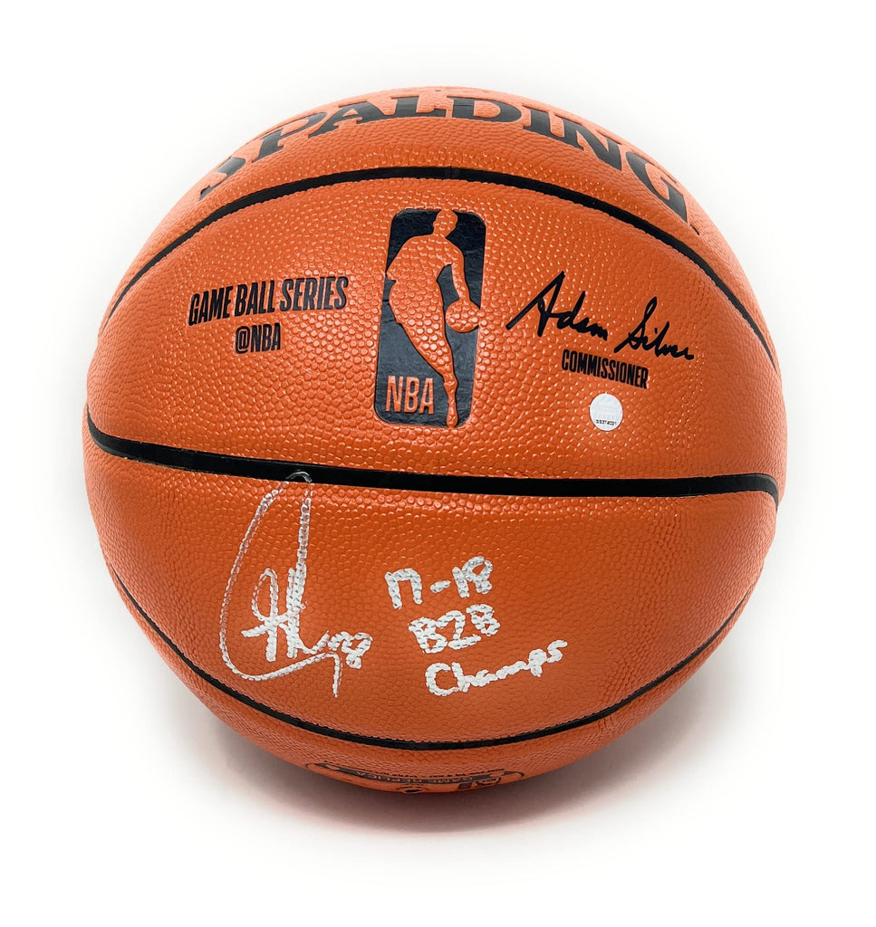 Stephen Curry Golden State Warriors Signed Autograph NBA Basketball INSCRIBED BACK TO BACK CHAMPS INSCRIBED Steiner Sports Certified