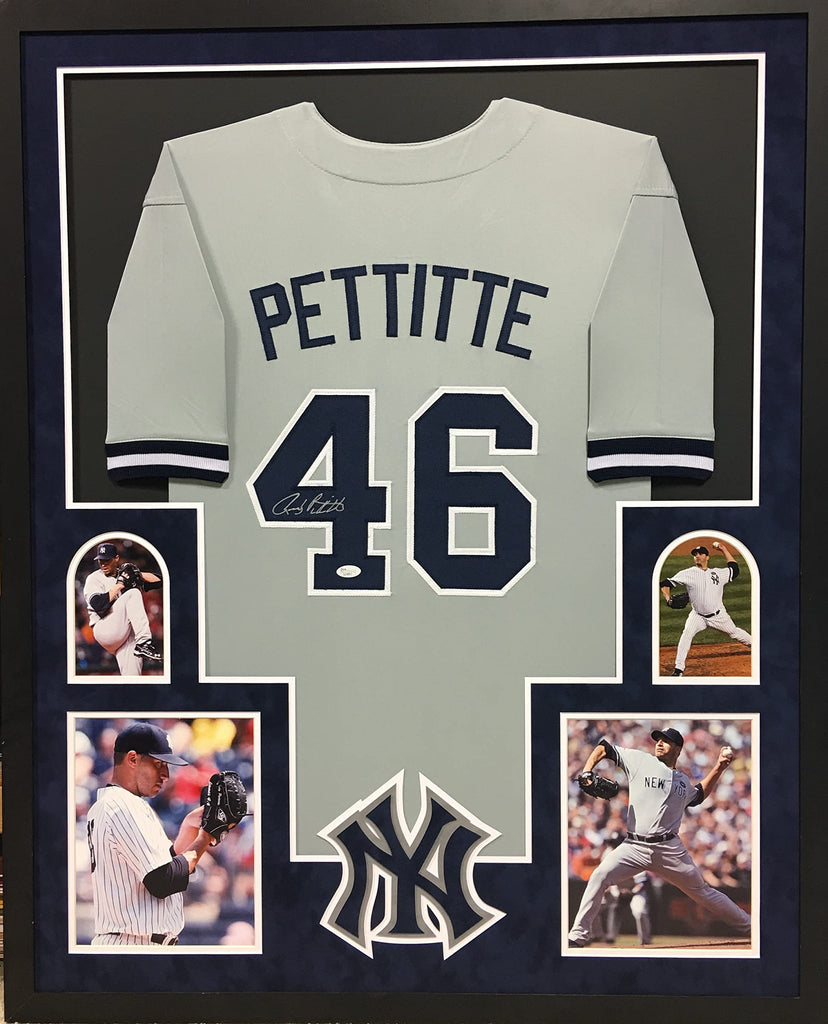 Andy Pettite New York Yankees Autograph Signed Custom Framed Jersey 4 Picture Suede Matted JSA Certified