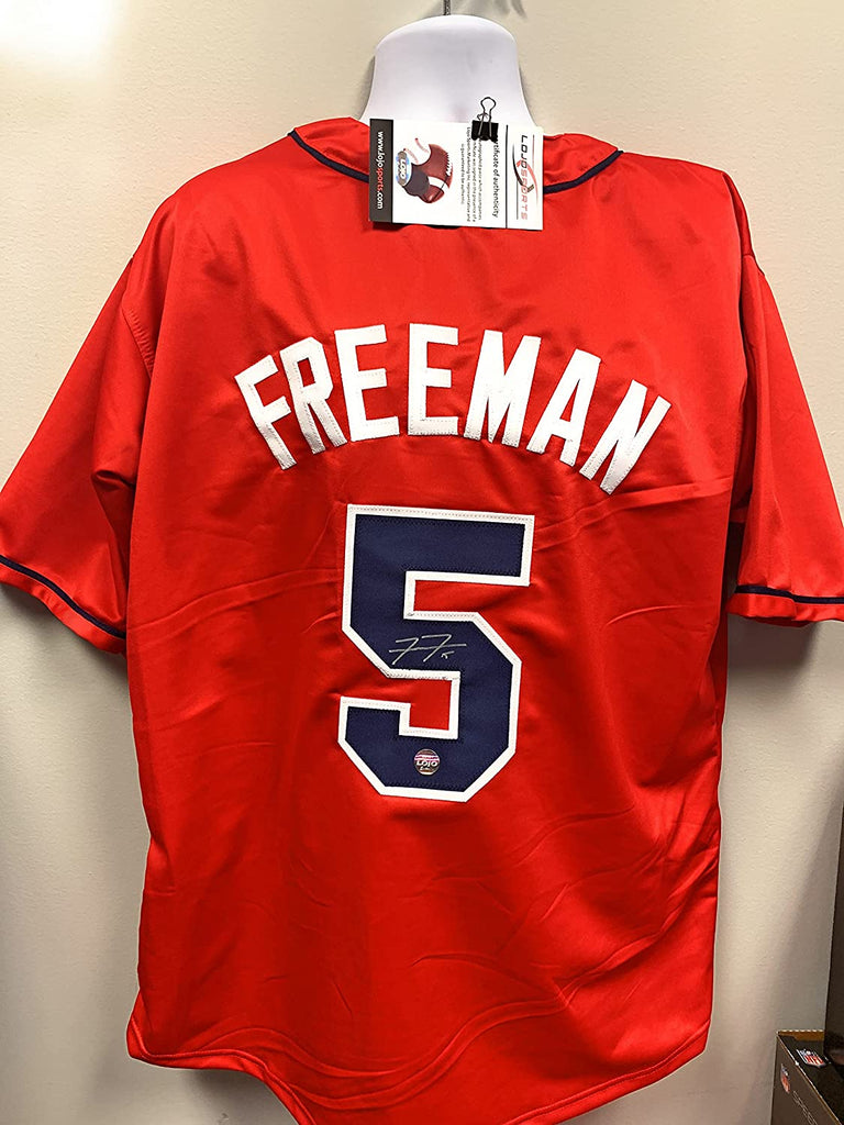 Freddie Freeman Atlanta Braves Signed Autograph Custom Jersey Red W/Blue LoJo Sports Certified COA