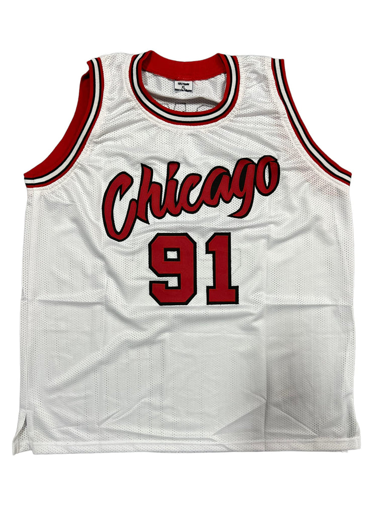 Dennis Rodman Chicago Bulls Signed Autograph Custom Jersey White JSA Certified