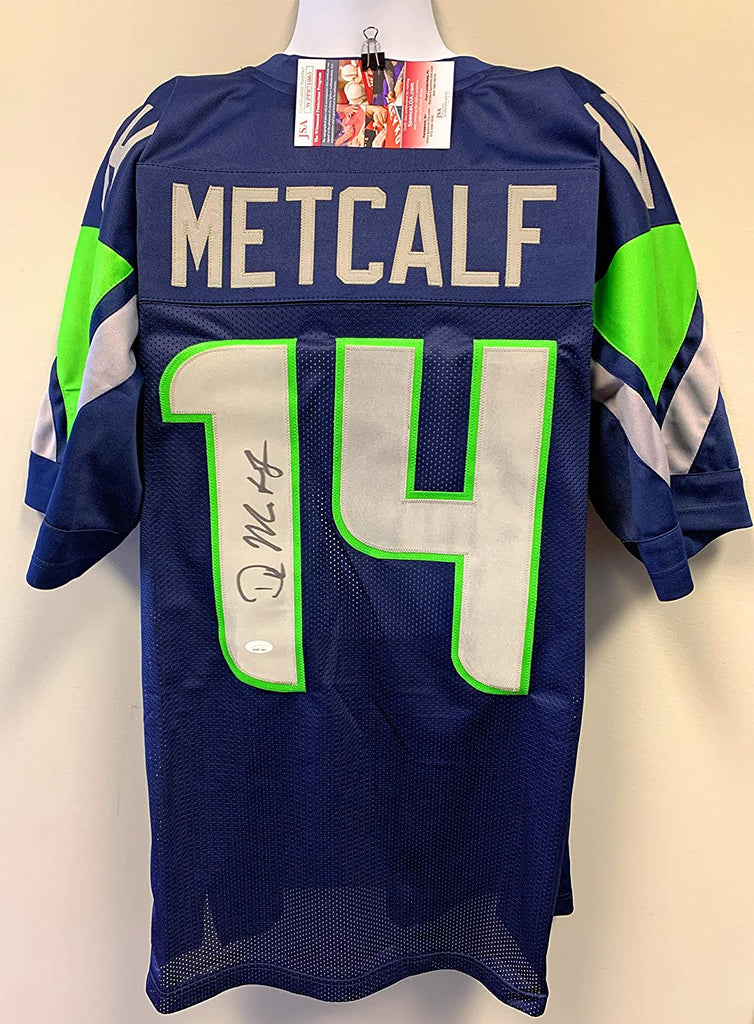 DK Metcalf Seattle Seahawks Signed Autograph Blue Custom Jersey JSA Witnessed Certified