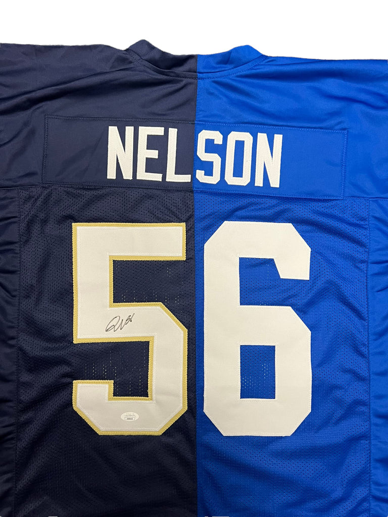 Quenton Nelson Notre Dame Irish Indianapolis Colts Signed Autograph Rare Split Custom Jersey Blue JSA Certified